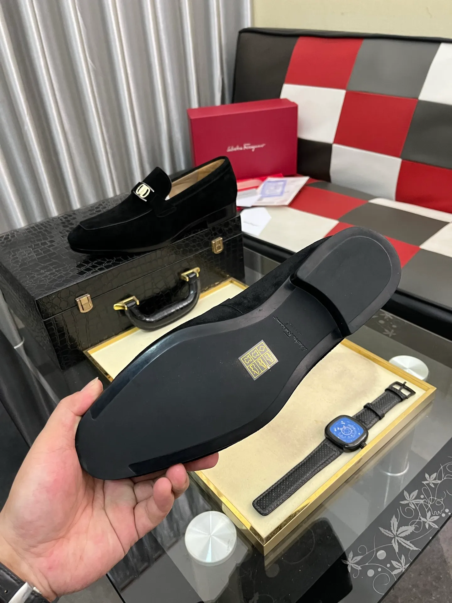 Men's shoes 💰: 600⌚️⌚️【Salvatore Ferragamo】Ferragamo business leather shoes, 1:1 top purchasing quality, imported selected original calfskin for the uppers, imported original water-dyed cowhide for the inner feet, imported original 1:1 customized Italian handmade lightweight foam outsole, code number: 38-44 (45 custom-made)